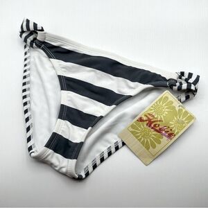 Hobie Grey and White Striped Bikini Bottom S NWT